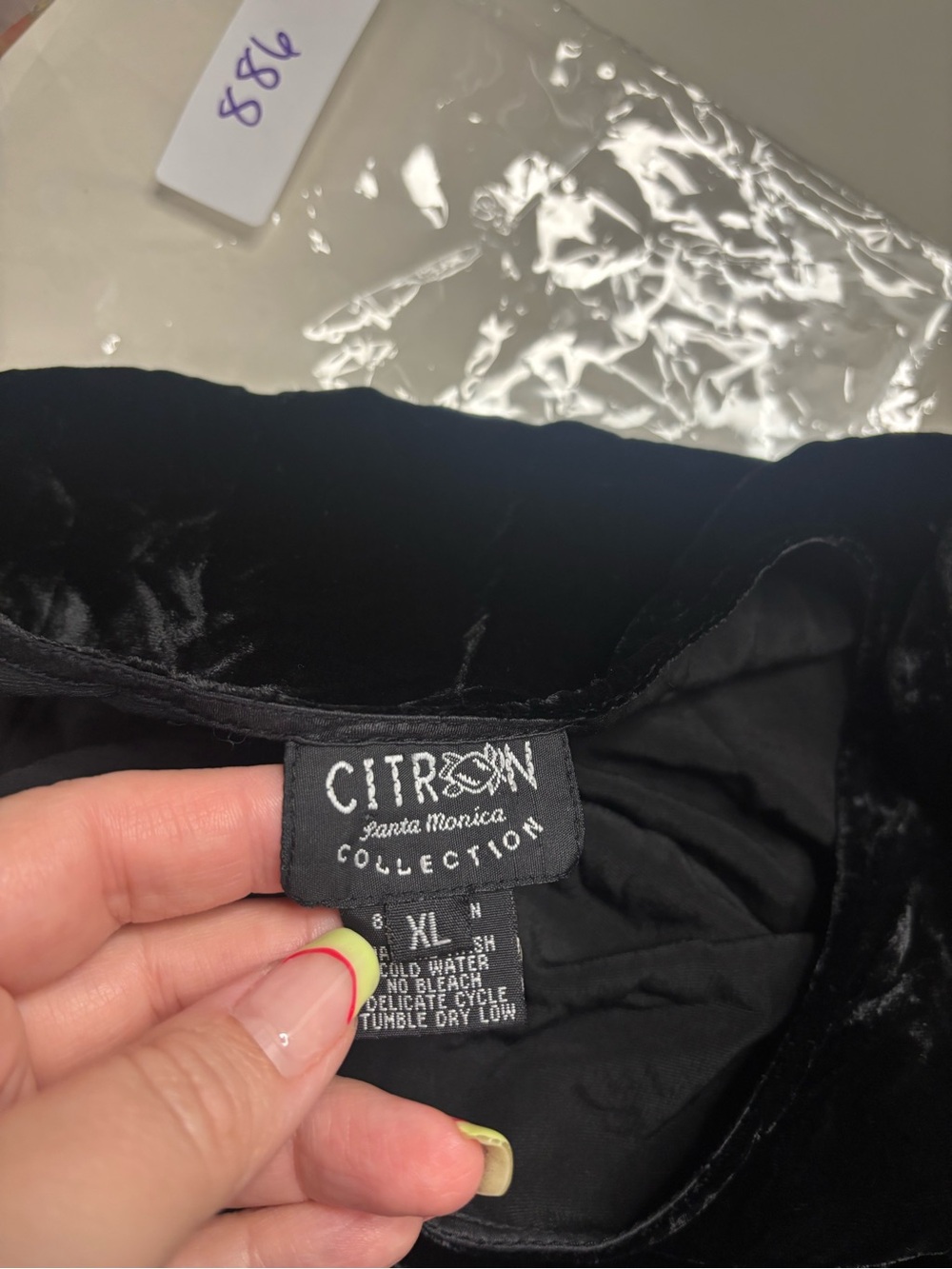Citron Collection Black Velvet Sleeveless Maxi Dress Cotton Silk Blend Size XL - Picture 8 of 8